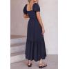 imageZESICA Womens 2025 Summer Boho Floral Print Square Neck Ruffle Swing Beach Long Maxi DressNavyblue