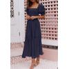imageZESICA Womens 2025 Summer Boho Floral Print Square Neck Ruffle Swing Beach Long Maxi DressNavyblue