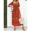 imageZESICA Womens 2025 Summer Boho Floral Print Square Neck Ruffle Swing Beach Long Maxi DressOrangeRed