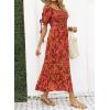 imageZESICA Womens 2025 Summer Boho Floral Print Square Neck Ruffle Swing Beach Long Maxi DressOrangeRed