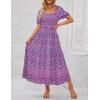 imageZESICA Womens 2025 Summer Boho Floral Print Square Neck Ruffle Swing Beach Long Maxi DressPurple