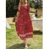 imageZESICA Womens 2025 Summer Boho Floral Print Square Neck Ruffle Swing Beach Long Maxi DressRed