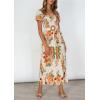 imageZESICA Womens 2025 Summer Boho Floral Print Square Neck Ruffle Swing Beach Long Maxi DressSunsetyellow