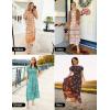 imageZESICA Womens 2025 Summer Boho Floral Print Square Neck Ruffle Swing Beach Long Maxi DressTangerine