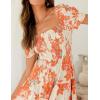 imageZESICA Womens 2025 Summer Boho Floral Print Square Neck Ruffle Swing Beach Long Maxi DressTangerine