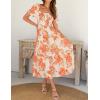 imageZESICA Womens 2025 Summer Boho Floral Print Square Neck Ruffle Swing Beach Long Maxi DressTangerine