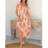 imageZESICA Womens 2025 Summer Boho Floral Print Square Neck Ruffle Swing Beach Long Maxi DressTangerine