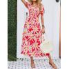 imageZESICA Womens 2025 Summer Boho Floral Print Square Neck Ruffle Swing Beach Long Maxi DressTomato