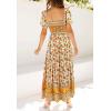 imageZESICA Womens 2025 Summer Boho Floral Print Square Neck Ruffle Swing Beach Long Maxi DressYellow