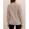 imageZESICA Womens Casual Long Sleeve Mock Neck Cable Knit Contrast Color Fall Winter Chunky Pullover SweaterAlmond