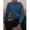 imageZESICA Womens Casual Long Sleeve Mock Neck Cable Knit Contrast Color Fall Winter Chunky Pullover SweaterDusty Blue