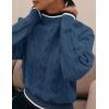 imageZESICA Womens Casual Long Sleeve Mock Neck Cable Knit Contrast Color Fall Winter Chunky Pullover SweaterDusty Blue