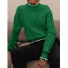 imageZESICA Womens Casual Long Sleeve Mock Neck Cable Knit Contrast Color Fall Winter Chunky Pullover SweaterGreen