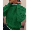 imageZESICA Womens Casual Long Sleeve Mock Neck Cable Knit Contrast Color Fall Winter Chunky Pullover SweaterGreen