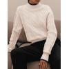 imageZESICA Womens Casual Long Sleeve Mock Neck Cable Knit Contrast Color Fall Winter Chunky Pullover SweaterIvory