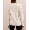 imageZESICA Womens Casual Long Sleeve Mock Neck Cable Knit Contrast Color Fall Winter Chunky Pullover SweaterIvory