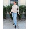 imageZESICA Womens Casual Long Sleeve Mock Neck Cable Knit Contrast Color Fall Winter Chunky Pullover SweaterIvory