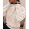 imageZESICA Womens Casual Long Sleeve Mock Neck Cable Knit Contrast Color Fall Winter Chunky Pullover SweaterIvory
