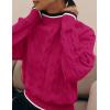 imageZESICA Womens Casual Long Sleeve Mock Neck Cable Knit Contrast Color Fall Winter Chunky Pullover SweaterRose