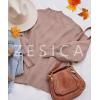 imageZESICA Womens Casual Turtleneck Long Lantern Sleeve Oversized Ribbed Knit Pullover Sweater Jumper TopAlmond