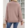 imageZESICA Womens Casual Turtleneck Long Lantern Sleeve Oversized Ribbed Knit Pullover Sweater Jumper TopAlmond