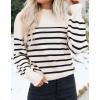 imageZESICA Womens Casual Turtleneck Long Lantern Sleeve Oversized Ribbed Knit Pullover Sweater Jumper TopApricotstripe