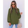 imageZESICA Womens Casual Turtleneck Long Lantern Sleeve Oversized Ribbed Knit Pullover Sweater Jumper TopArmygreen