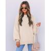 imageZESICA Womens Casual Turtleneck Long Lantern Sleeve Oversized Ribbed Knit Pullover Sweater Jumper TopBeige