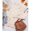 imageZESICA Womens Casual Turtleneck Long Lantern Sleeve Oversized Ribbed Knit Pullover Sweater Jumper TopBeige