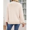 imageZESICA Womens Casual Turtleneck Long Lantern Sleeve Oversized Ribbed Knit Pullover Sweater Jumper TopBeige