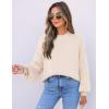 imageZESICA Womens Casual Turtleneck Long Lantern Sleeve Oversized Ribbed Knit Pullover Sweater Jumper TopBeige