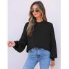 imageZESICA Womens Casual Turtleneck Long Lantern Sleeve Oversized Ribbed Knit Pullover Sweater Jumper TopBlack