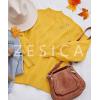imageZESICA Womens Casual Turtleneck Long Lantern Sleeve Oversized Ribbed Knit Pullover Sweater Jumper TopBright Yellow