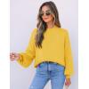 imageZESICA Womens Casual Turtleneck Long Lantern Sleeve Oversized Ribbed Knit Pullover Sweater Jumper TopBright Yellow