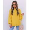 imageZESICA Womens Casual Turtleneck Long Lantern Sleeve Oversized Ribbed Knit Pullover Sweater Jumper TopBright Yellow