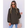 imageZESICA Womens Casual Turtleneck Long Lantern Sleeve Oversized Ribbed Knit Pullover Sweater Jumper TopCoffee
