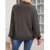 imageZESICA Womens Casual Turtleneck Long Lantern Sleeve Oversized Ribbed Knit Pullover Sweater Jumper TopCoffee