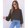 imageZESICA Womens Casual Turtleneck Long Lantern Sleeve Oversized Ribbed Knit Pullover Sweater Jumper TopCoffee