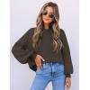 imageZESICA Womens Casual Turtleneck Long Lantern Sleeve Oversized Ribbed Knit Pullover Sweater Jumper TopCoffee