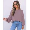 imageZESICA Womens Casual Turtleneck Long Lantern Sleeve Oversized Ribbed Knit Pullover Sweater Jumper TopDarkviolet