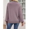 imageZESICA Womens Casual Turtleneck Long Lantern Sleeve Oversized Ribbed Knit Pullover Sweater Jumper TopDarkviolet