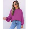 imageZESICA Womens Casual Turtleneck Long Lantern Sleeve Oversized Ribbed Knit Pullover Sweater Jumper TopEggplant