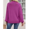 imageZESICA Womens Casual Turtleneck Long Lantern Sleeve Oversized Ribbed Knit Pullover Sweater Jumper TopEggplant