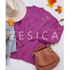 imageZESICA Womens Casual Turtleneck Long Lantern Sleeve Oversized Ribbed Knit Pullover Sweater Jumper TopEggplant