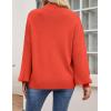 imageZESICA Womens Casual Turtleneck Long Lantern Sleeve Oversized Ribbed Knit Pullover Sweater Jumper TopFirered
