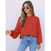 imageZESICA Womens Casual Turtleneck Long Lantern Sleeve Oversized Ribbed Knit Pullover Sweater Jumper TopFirered