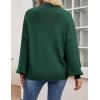 imageZESICA Womens Casual Turtleneck Long Lantern Sleeve Oversized Ribbed Knit Pullover Sweater Jumper TopForestgreen