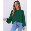 imageZESICA Womens Casual Turtleneck Long Lantern Sleeve Oversized Ribbed Knit Pullover Sweater Jumper TopForestgreen
