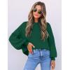 imageZESICA Womens Casual Turtleneck Long Lantern Sleeve Oversized Ribbed Knit Pullover Sweater Jumper TopForestgreen