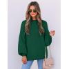 imageZESICA Womens Casual Turtleneck Long Lantern Sleeve Oversized Ribbed Knit Pullover Sweater Jumper TopForestgreen